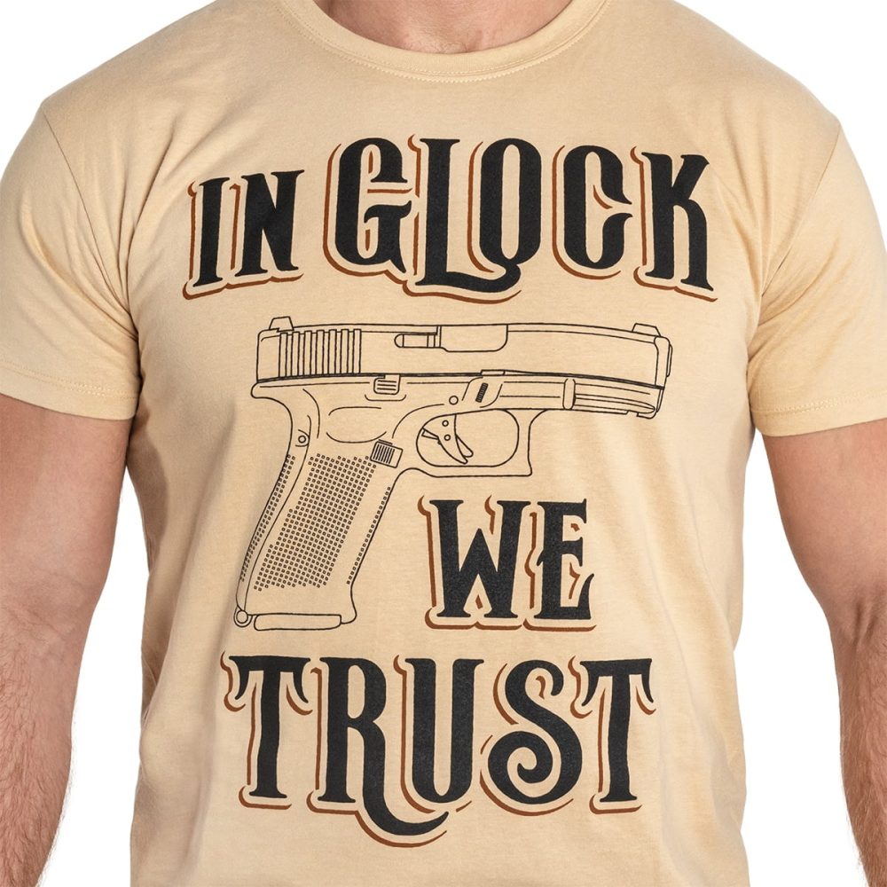 T-Shirt War Hog | "In Glock We Trust" - Coyote - Image 4
